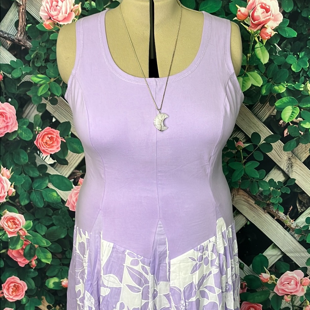 Light violet and white floral Especially Yours Studio Y sleeveless dress size XL - Picture 3 of 6